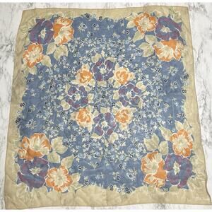 Old Navy Tan Blue Purple Floral Head Scarf Hair Accessory Lightweight